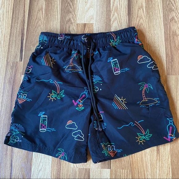 Jake Austin Other - Jake Austin Black Cocktail Theme Swim Trunks New sz Small